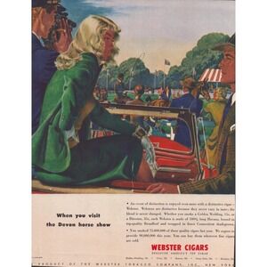 Vintage 1940s Webster Cigars Devon Horse Show Magazine Print Advertisement Art